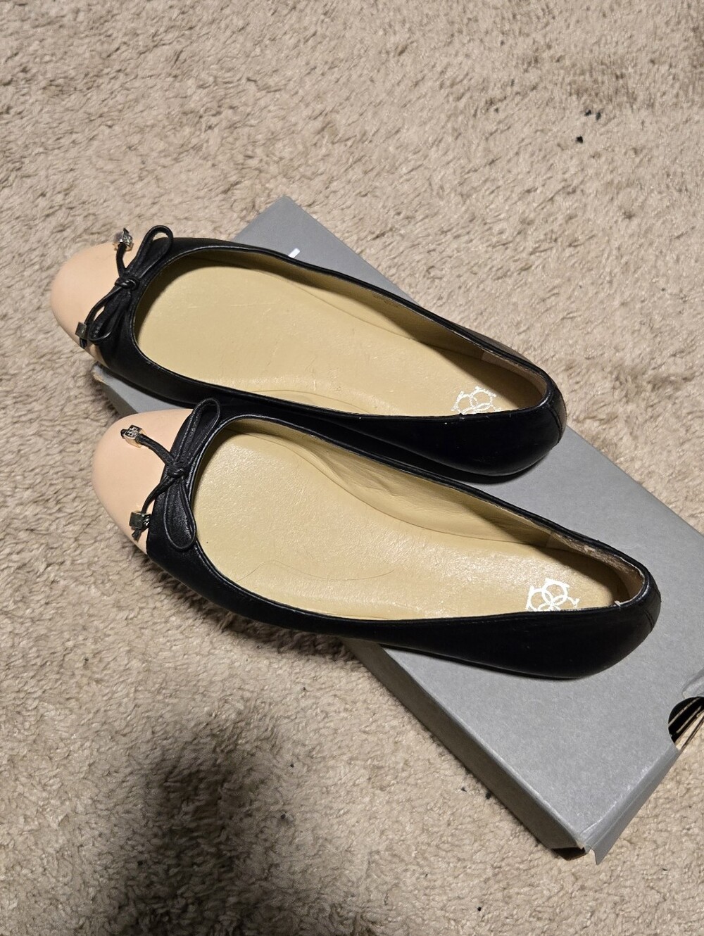 Ann Taylor Leather Cap Toe Ballet Flats